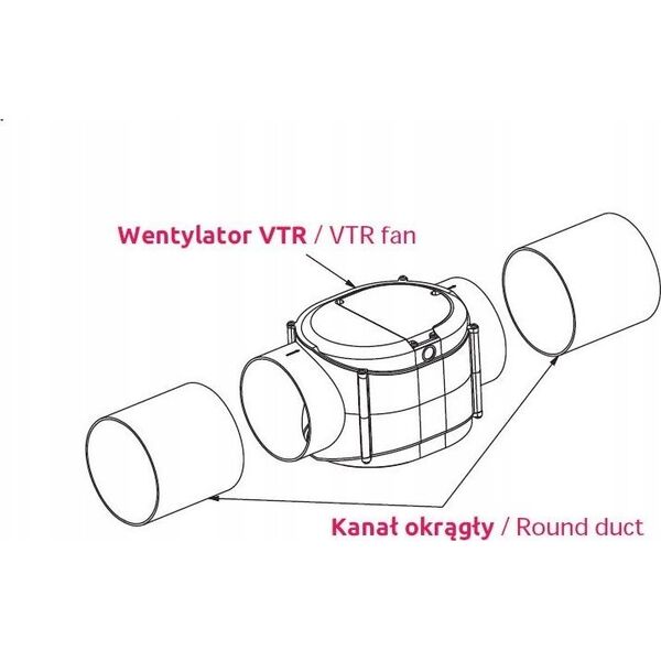 AWENTA Wentylator kanałowy VTR Awenta VTR100D fi100mm 42/70m3/h 12/22,5W 230V biały 12456697 5905033313651