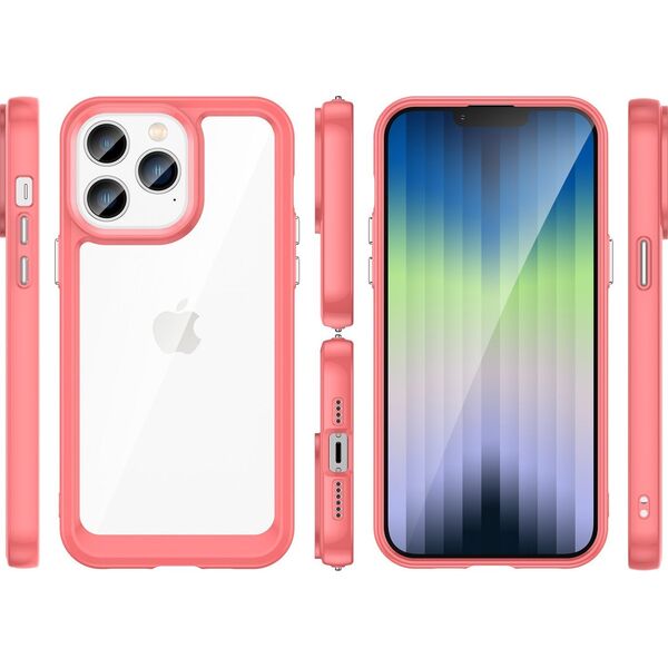 Hurtel Outer Space Case etui iPhone 14 Pro sztywny pokrowiec z żelową ramką czerwony 12479126 5907769311192