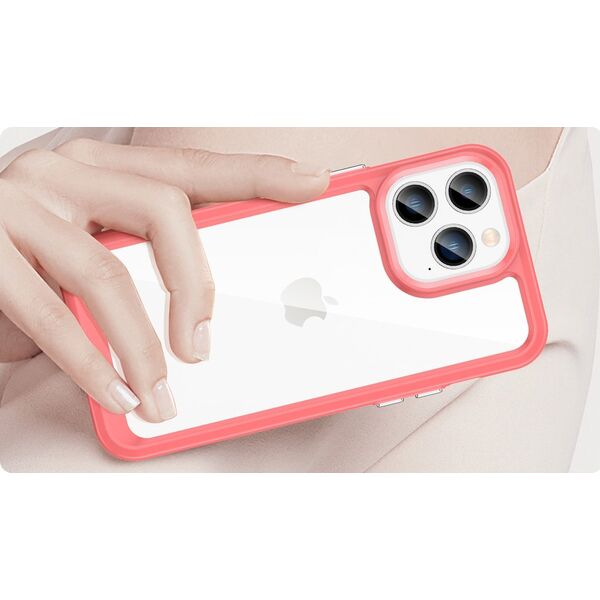 Hurtel Outer Space Case etui iPhone 14 Pro sztywny pokrowiec z żelową ramką czerwony 12479126 5907769311192