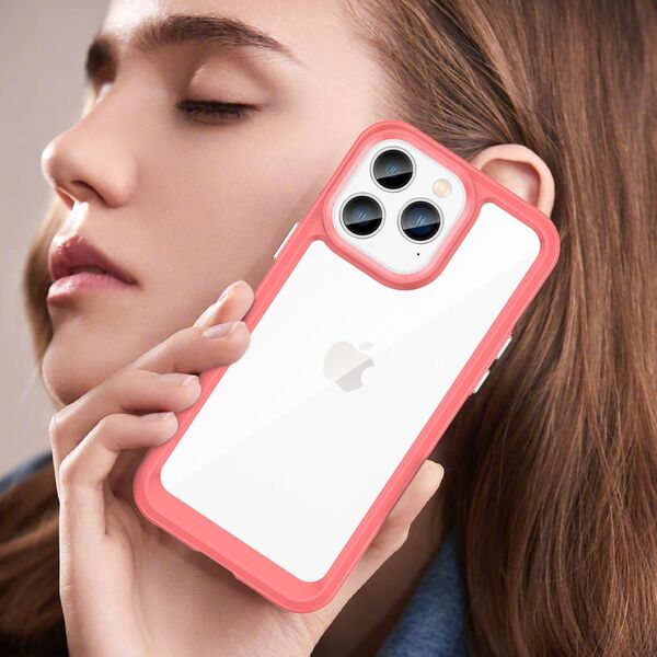 Hurtel Outer Space Case etui iPhone 14 Pro sztywny pokrowiec z żelową ramką czerwony 12479126 5907769311192