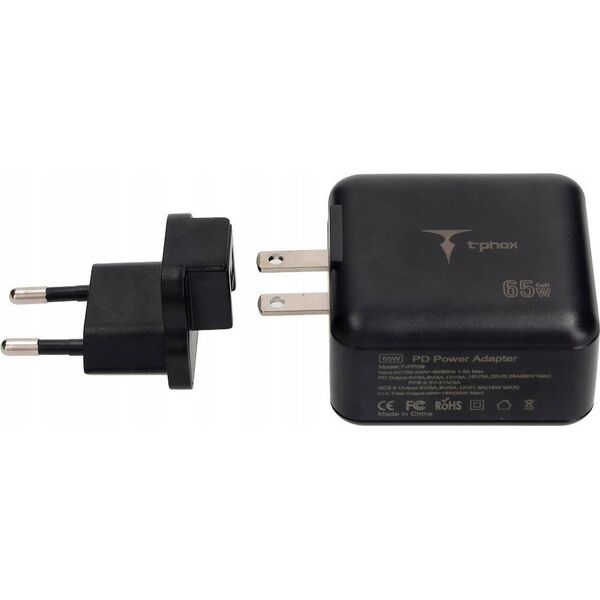 Ładowarka T-Phox ŁAD SIEC T-PHOX MEGA T-PP09 GAN PD 65W USB/USB-C BLACK 12480555 6974670441125