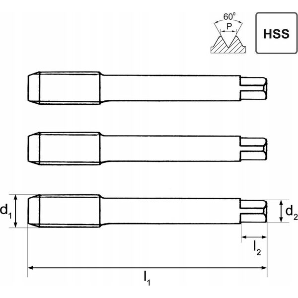 ARTPOL ARTPOL KOMPLET GWINTOWNIKÓW RĘCZNYCH M 8x1,25mm  3szt. 12517378 5900171566600