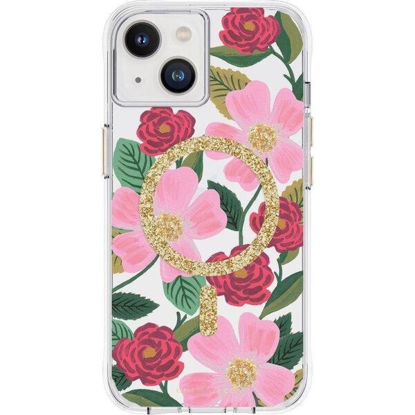 Rifle Paper Clear MagSafe - Etui iPhone 14 zdobione złotem (Rose Garden) 12517584 840171719444
