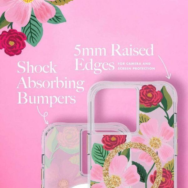 Rifle Paper Clear MagSafe - Etui iPhone 14 zdobione złotem (Rose Garden) 12517584 840171719444
