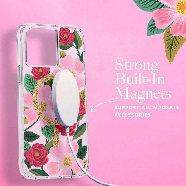 Rifle Paper Clear MagSafe - Etui iPhone 14 zdobione złotem (Rose Garden) 12517584 840171719444