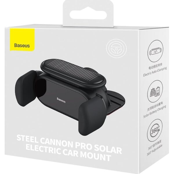 Baseus Baseus Steel Cannon Pro solarny automatyczny uchwyt samochodowy na kokpit czarny (SUGP010001) 12518434 6932172614027