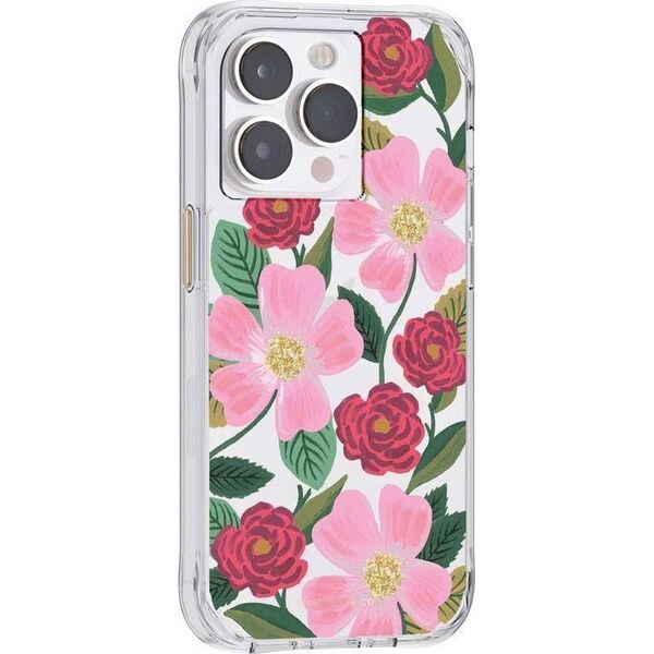Rifle Paper Clear - Etui iPhone 14 Pro Max zdobione złotem (Rose Garden) 12518623 840171722154