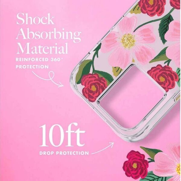 Rifle Paper Clear - Etui iPhone 14 Pro Max zdobione złotem (Rose Garden) 12518623 840171722154