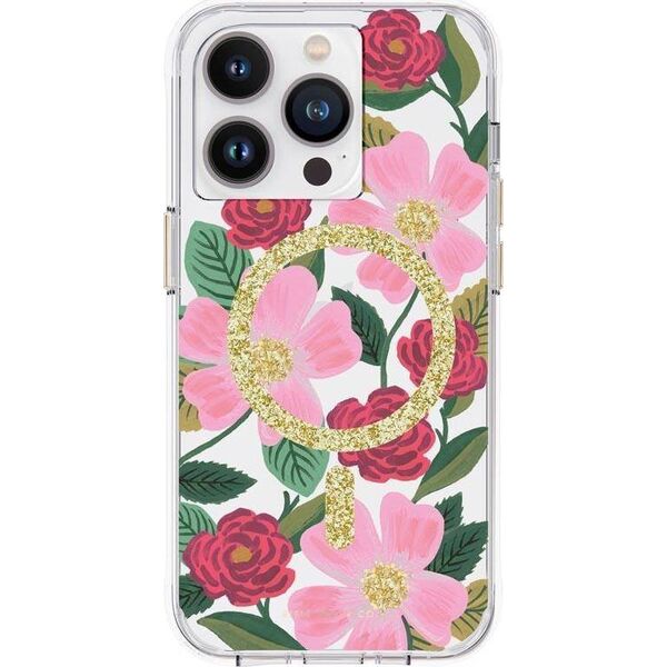 Rifle Paper Clear MagSafe - Etui iPhone 14 Pro zdobione złotem (Rose Garden) 12518630 840171719673