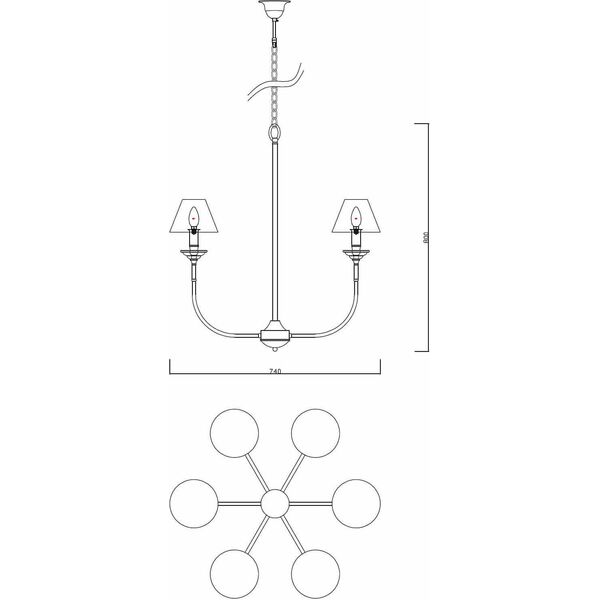Lampa wisząca Light Prestige Lampa wisząca Glamour LP-979/6P żyrandol na łańcuchu czarny 12520663 5907629276210