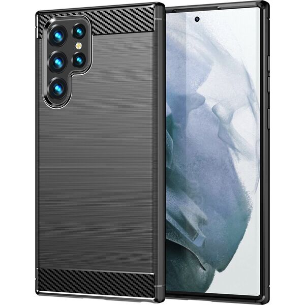 Hurtel Carbon Case etui Samsung Galaxy S23 Ultra elastyczny silikonowy karbonowy pokrowiec czarne 12521581 9145576268537