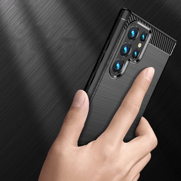 Hurtel Carbon Case etui Samsung Galaxy S23 Ultra elastyczny silikonowy karbonowy pokrowiec czarne 12521581 9145576268537