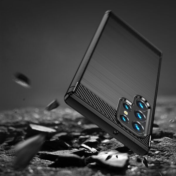 Hurtel Carbon Case etui Samsung Galaxy S23 Ultra elastyczny silikonowy karbonowy pokrowiec czarne 12521581 9145576268537