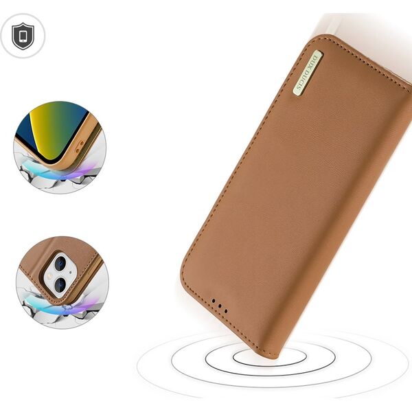 Dux Ducis Dux Ducis Hivo skórzane etui z klapką pokrowiec ze skóry naturalnej portfel na karty i dokumenty iPhone 14 Plus brązowy 12522263 6934913033005