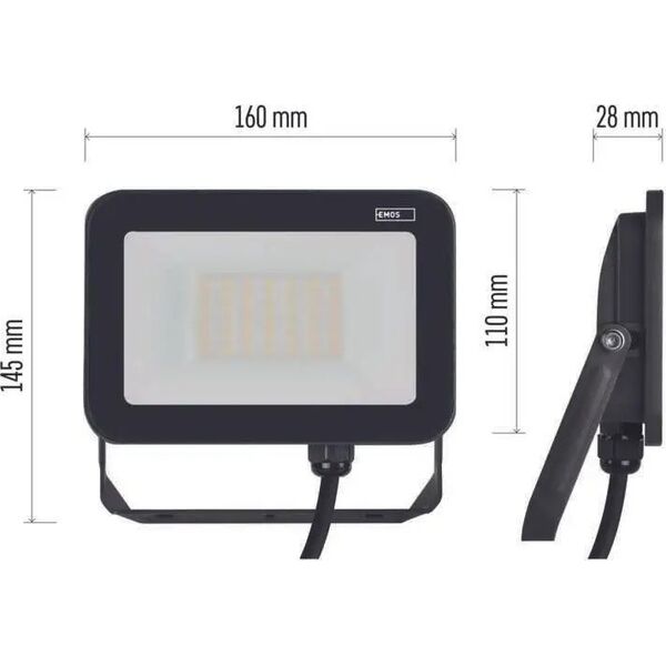 Naświetlacz Emos Naświetlacz LED Emos Profi ZS2632 30W 3300lm 4000K IP65 czarny 12523208 8592920105702