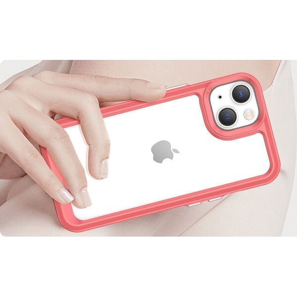 Hurtel Outer Space Case etui iPhone 14 Plus sztywny pokrowiec z żelową ramką czerwony 12523465 9145576267073
