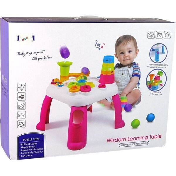 LeanToys Interaktywny Stolik Edukacyjny Sorter Zjeżdżalnia Piłeczek Niebieski 12523510 5904665999738