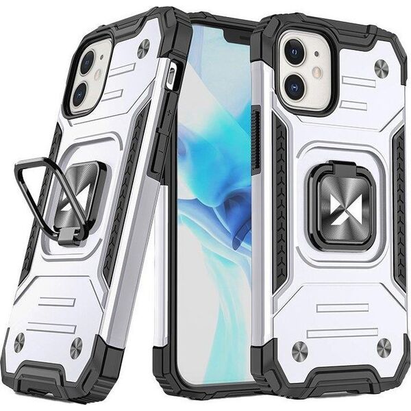 Wozinsky Wozinsky Ring Armor etui iPhone 14 pancerny pokrowiec uchwyt magnetyczny ring srebrne 12524034 9145576265499
