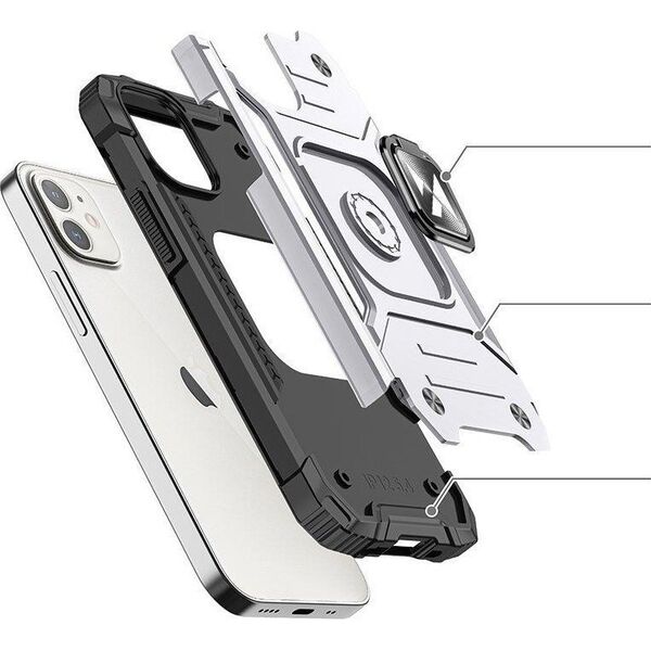 Wozinsky Wozinsky Ring Armor etui iPhone 14 pancerny pokrowiec uchwyt magnetyczny ring srebrne 12524034 9145576265499