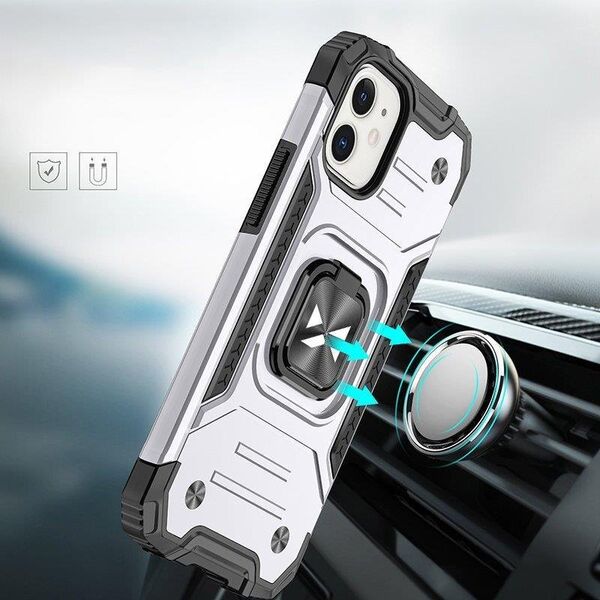 Wozinsky Wozinsky Ring Armor etui iPhone 14 pancerny pokrowiec uchwyt magnetyczny ring srebrne 12524034 9145576265499