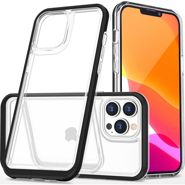 Hurtel Clear 3in1 etui iPhone 14 Pro Max silikonowy pokrowiec z ramką czarne 12524060 9145576266052