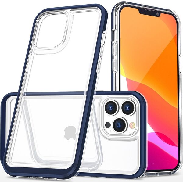 Hurtel Clear 3in1 etui iPhone 14 Pro Max silikonowy pokrowiec z ramką niebieskie 12524068 9145576266069