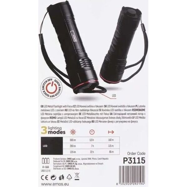 Latarka Emos LATARKA METALOWA LED 500 lm - 4AAA 12527937 8592920092194