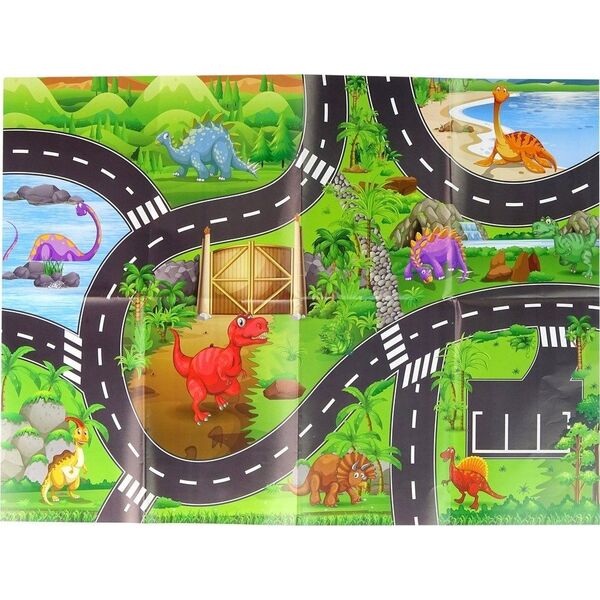 LeanToys Zestaw Auta Sportowe Resoraki Dinozaury Akcesoria Znaki Drogowe Walizka 12531501 5904665999882