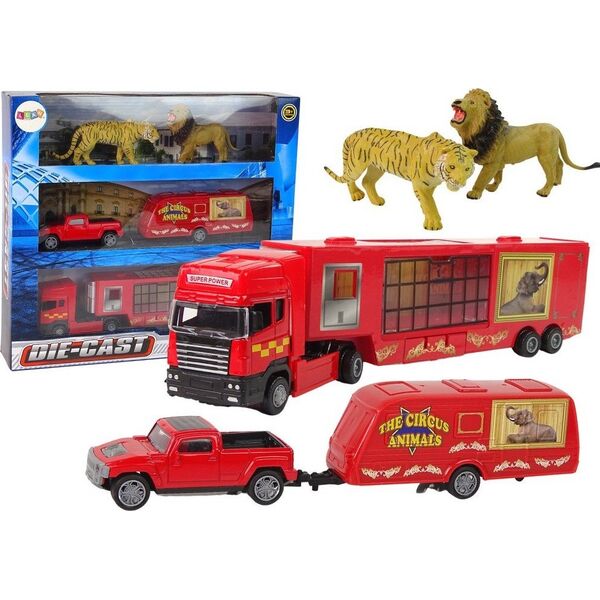 LeanToys Cyrkowa Ciężarówka Transporter Zwierząt Przyczepa PickUp Lew Tygrys 12531506 5904665999936