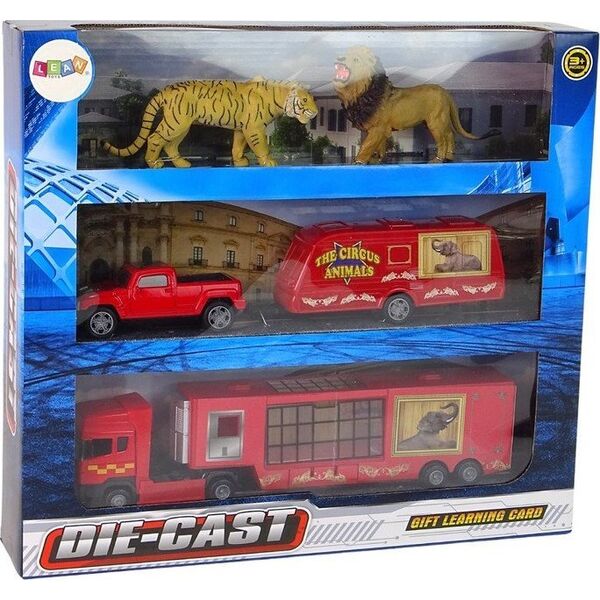 LeanToys Cyrkowa Ciężarówka Transporter Zwierząt Przyczepa PickUp Lew Tygrys 12531506 5904665999936