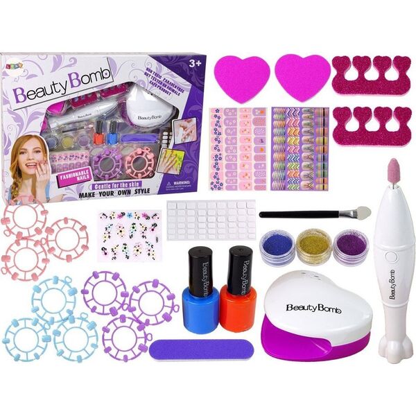 LeanToys Zestaw Do Malowania Paznokci Frezarka Lampa Pilnik Brokaty 12550620 5905214970291
