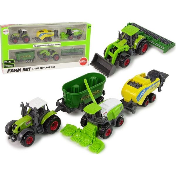 LeanToys Zestaw 6 Pojazdów Rolniczych Traktor Kombajn Metalowe Elementy 12551065 5905214978020