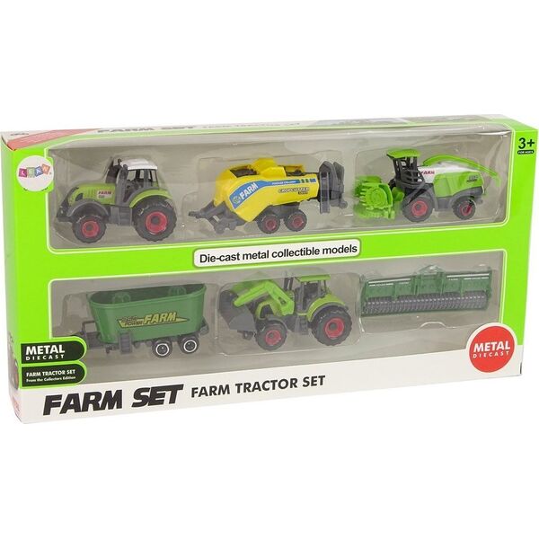 LeanToys Zestaw 6 Pojazdów Rolniczych Traktor Kombajn Metalowe Elementy 12551065 5905214978020