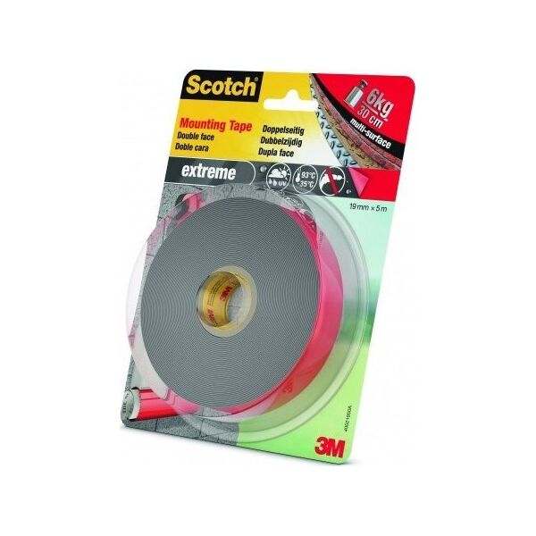 Taśma montażowa SCOTCH®, dwustronna, do ekstremalnych zastosowań na zewnątrz, 19mm x 5m, czarna 12555394 4046719732265