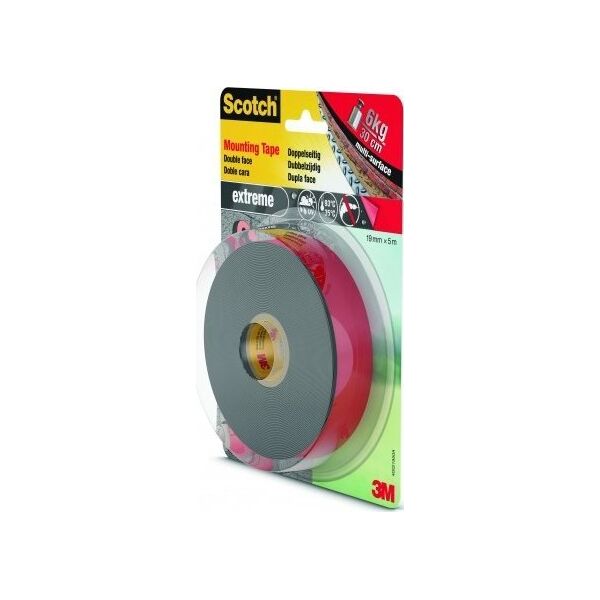Taśma montażowa SCOTCH®, dwustronna, do ekstremalnych zastosowań na zewnątrz, 19mm x 5m, czarna 12555394 4046719732265