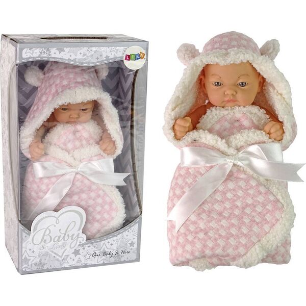 LeanToys Lalka Słodki Bobas Becik Różowy Kokardka 12559127 5905214972042