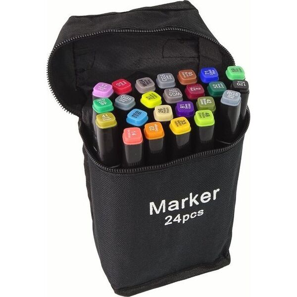 LeanToys Zestaw Pisaków Markerów Touch 24 Szt Torba Markery Alkoholowe 12561860 5905323210189