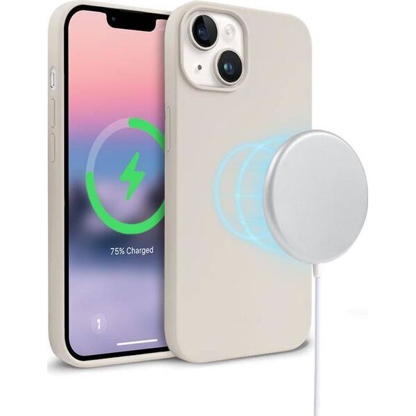 Crong Crong Color Cover Magnetic - Silikonowe etui z MagSafe do iPhone'a 14 Plus (kamienny beż) 12563668 5904310702300