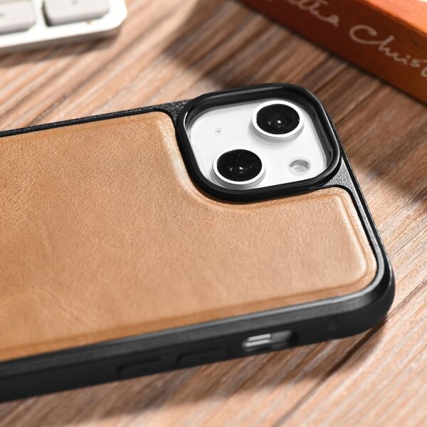 iCarer iCarer Leather Oil Wax etui pokryte naturalną skórą do iPhone 14 (kompatybilne z MagSafe) brązowy (WMI14220717-TN) 12568419 6975092685883