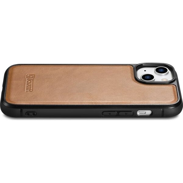 iCarer iCarer Leather Oil Wax etui pokryte naturalną skórą do iPhone 14 (kompatybilne z MagSafe) brązowy (WMI14220717-TN) 12568419 6975092685883