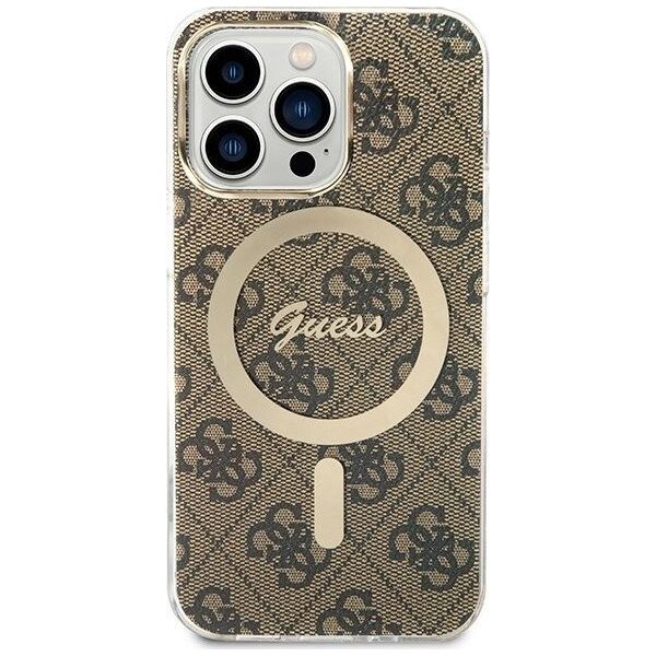 Ładowarka Guess Zestaw Guess etui + ładowarka bezprzewodowa GUBPP13LH4EACSW Apple iPhone 13 Pro brązowy/brown hard case 4G Print MagSafe 12568569 3666339102876