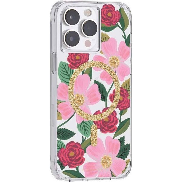 Rifle Paper Clear MagSafe - Etui iPhone 14 Pro Max zdobione złotem (Rose Garden) 12572113 840171720129