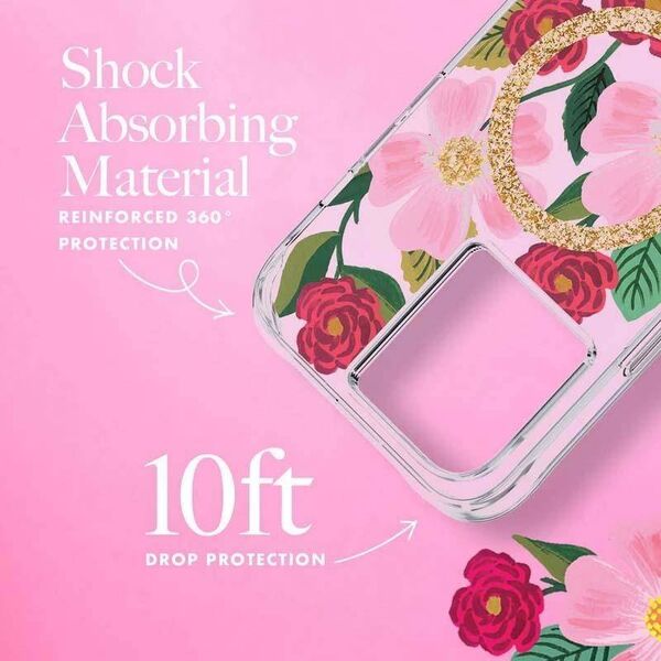 Rifle Paper Clear MagSafe - Etui iPhone 14 Pro Max zdobione złotem (Rose Garden) 12572113 840171720129