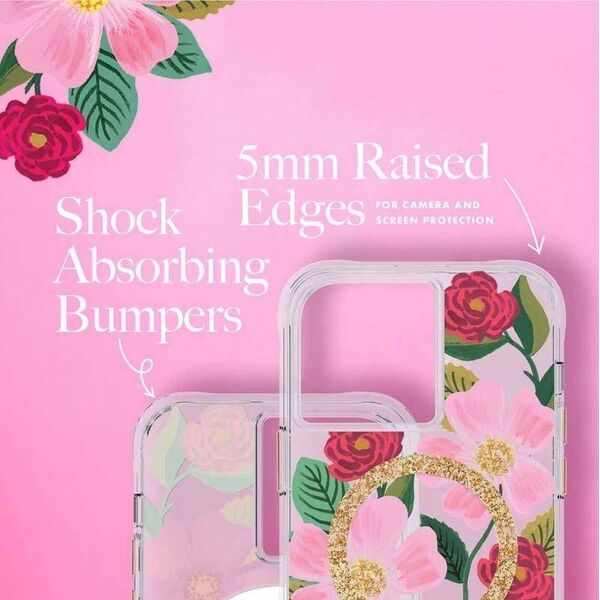 Rifle Paper Clear MagSafe - Etui iPhone 14 Pro Max zdobione złotem (Rose Garden) 12572113 840171720129