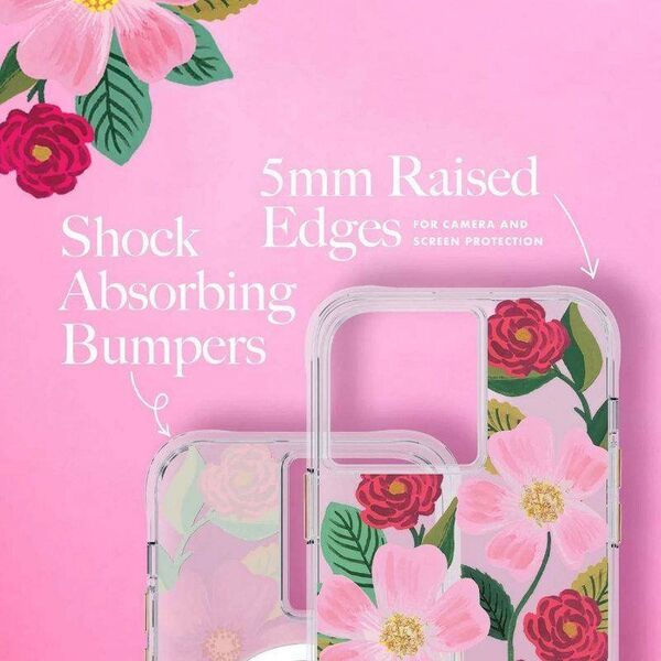 Rifle Paper Clear - Etui iPhone 14 zdobione złotem (Rose Garden) 12579127 840171722123