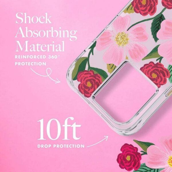 Rifle Paper Clear - Etui iPhone 14 zdobione złotem (Rose Garden) 12579127 840171722123
