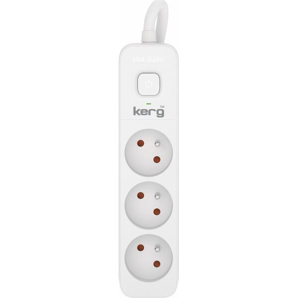 Kerg Przedłużacz KERG z wyłącznikiem-3 gniazda-biało-szary-3m-16A-H05VV-F-3x1,5mm2 12613442 5901791131353
