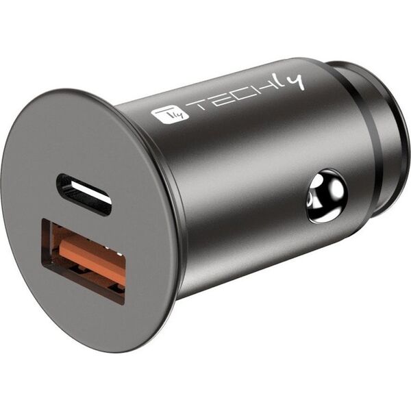 Ładowarka Techly Techly Samochodowa Szybka Mini Ładowarka USB-C/A 38W 3A 5-12V 12615256 8059018365399