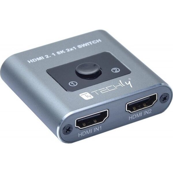 Adapter AV Techly Techly 2-Portowy Przełącznik HDMI 2.1 8K*60Hz 2x1 z Pilotem IR 12615313 8059018365504