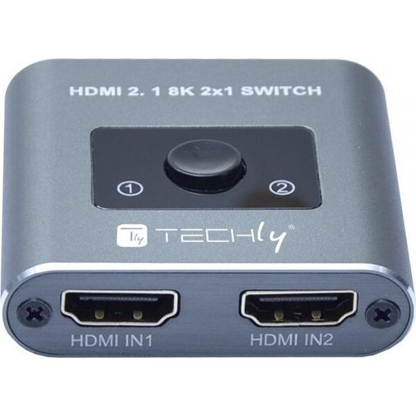 Adapter AV Techly Techly 2-Portowy Przełącznik HDMI 2.1 8K*60Hz 2x1 z Pilotem IR 12615313 8059018365504